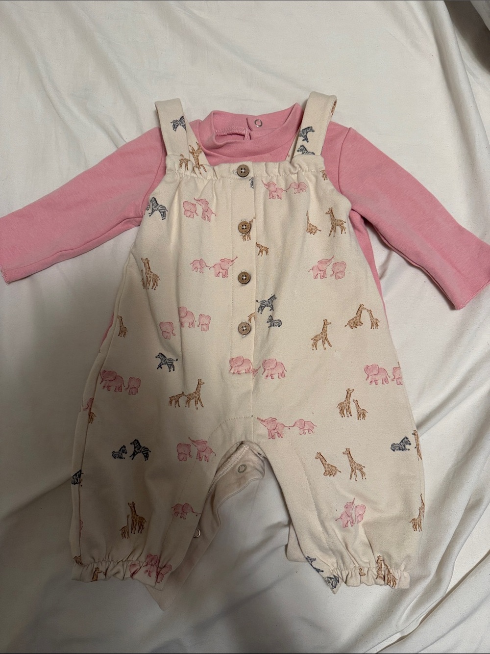 Mayoral Pink and Cream Baby Matching Set with Animal Print